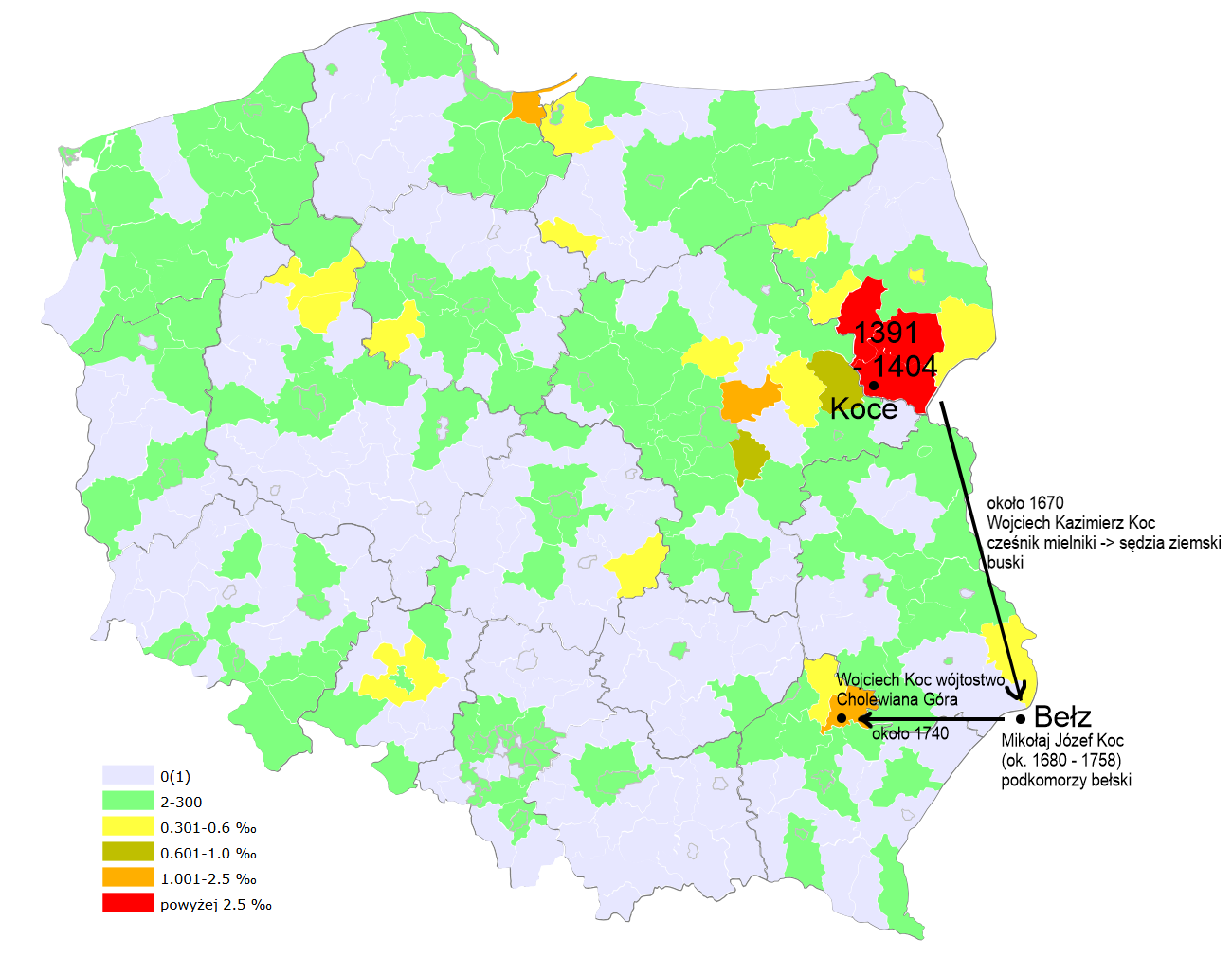 mapa Koce migracji 2